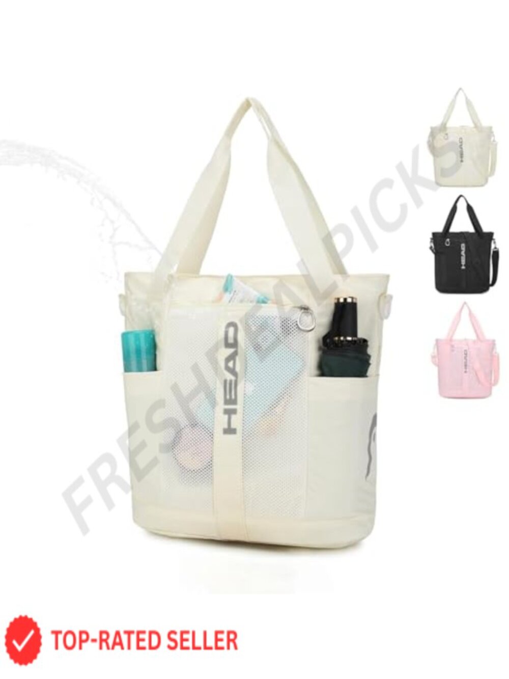 Waterproof Nylon Gym Tote Bag, 15.6 Inch Laptop, Crossbody Shoulder Bag